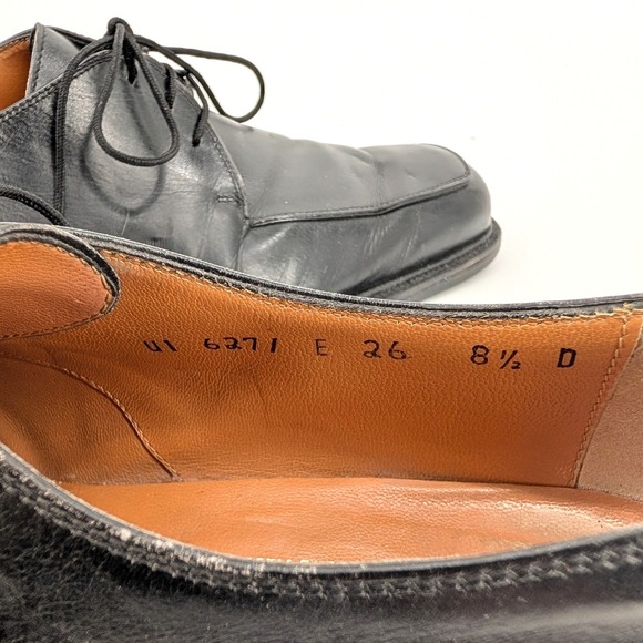 Salvatore Ferragamo Studio Mens Black Leather Square Toe Oxfords UI 6271 8.5 D - Picture 7 of 8